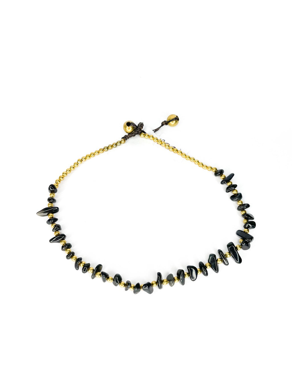 Naturally shaped stone and brass beaded anklet - various colours
