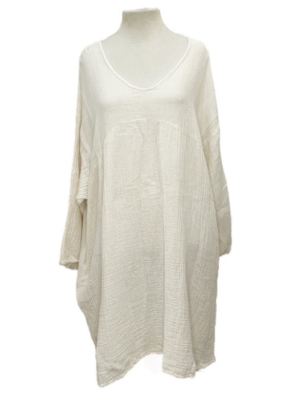 Cotton oversized v-neck dress - various
