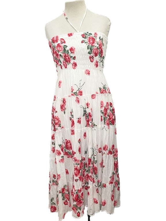 Rose print crinkle maxi skirt/ dress