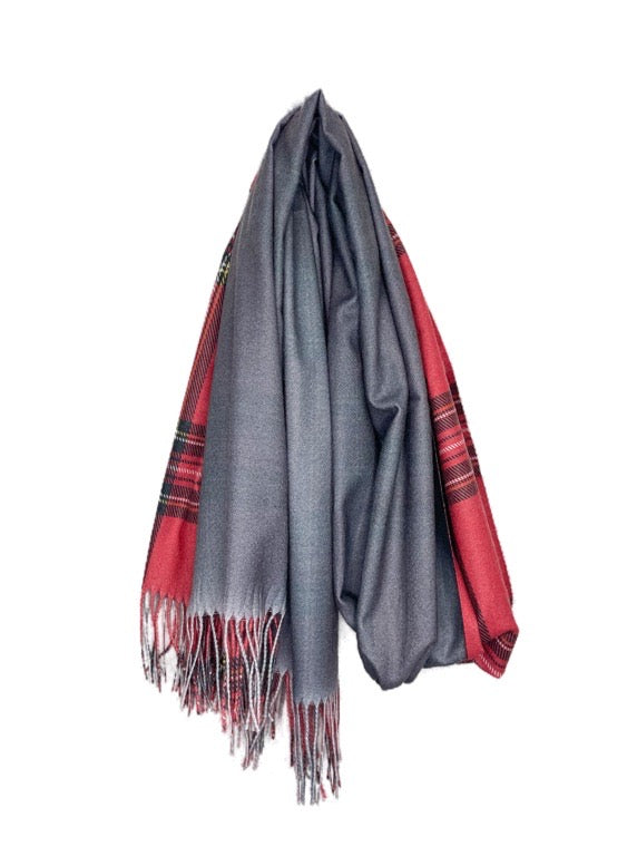 ❤Cashmere pashmina - Check and plain 2 tone 66 x 186cm - various colours