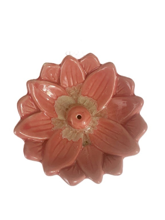 Ceramic incense holder - large lotus - various