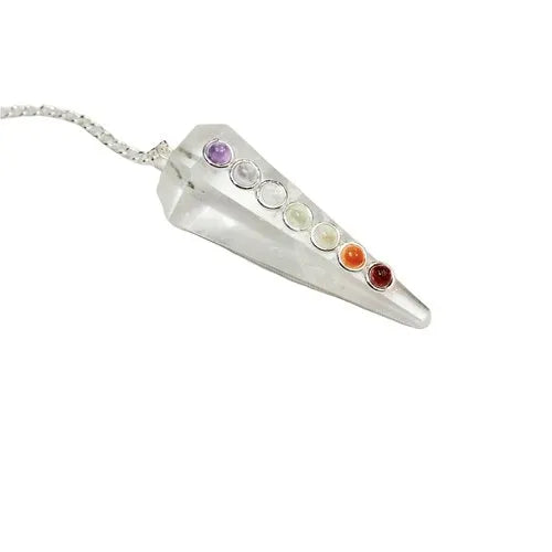Clear crystal with chakra stones pendulum❤