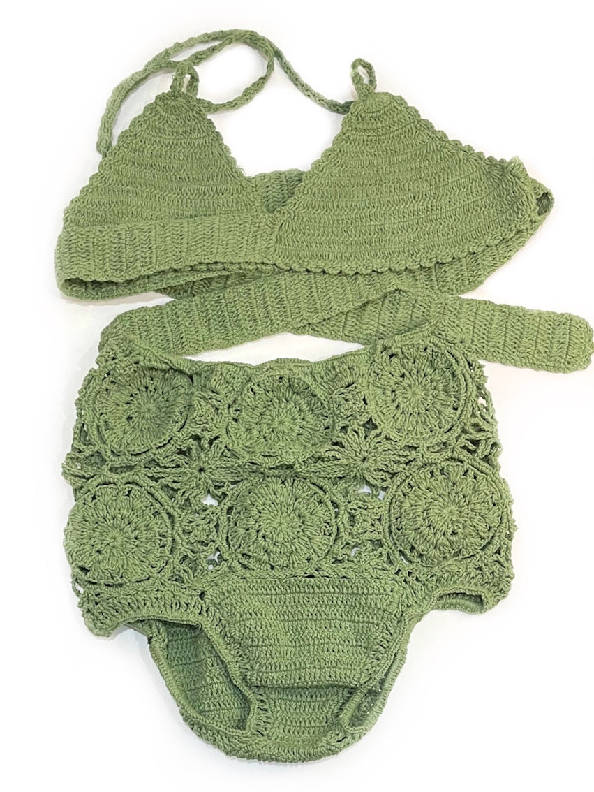 ❤ Crochet bikini with high waisted bottom - various colours