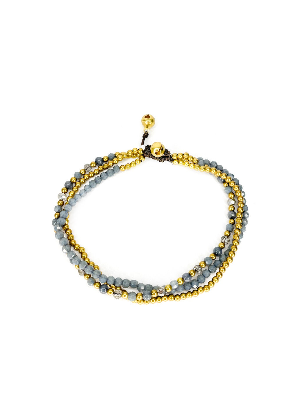 ❤Three strand stone and brass beaded anklet - various colours