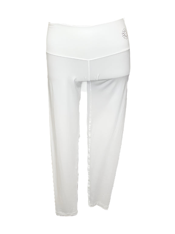 White pants with a decorative element bamboo material