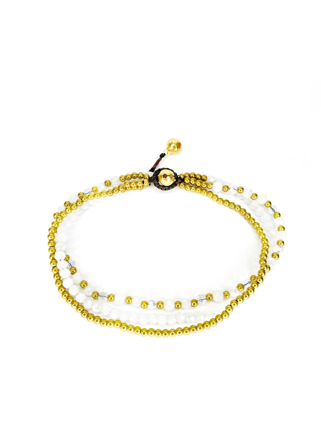 ❤Three strand stone and brass beaded anklet - various colours
