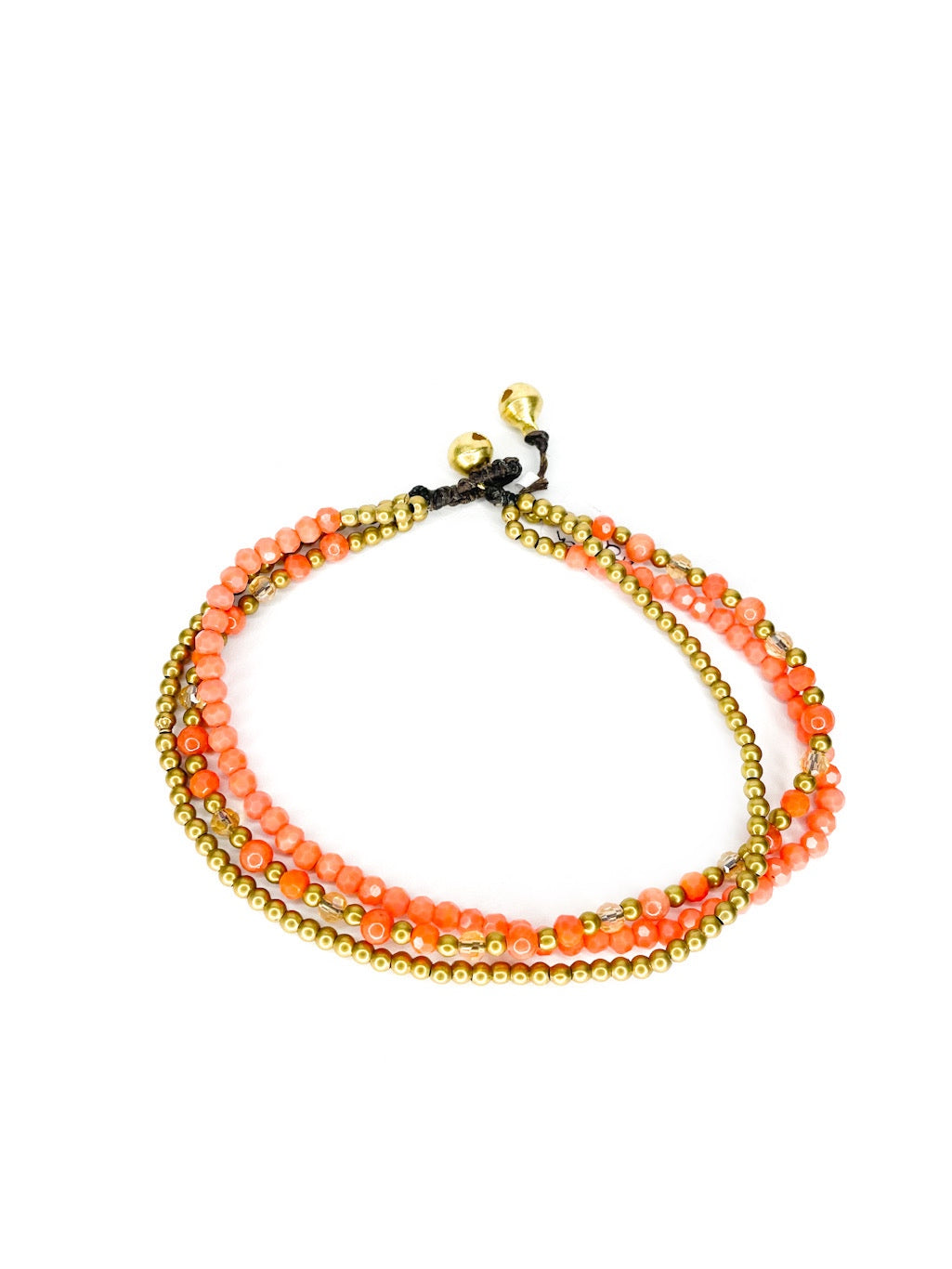 ❤Three strand stone and brass beaded anklet - various colours