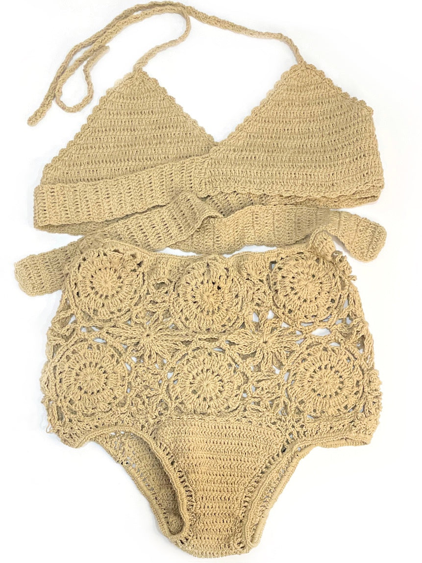 ❤ Crochet bikini with high waisted bottom - various colours
