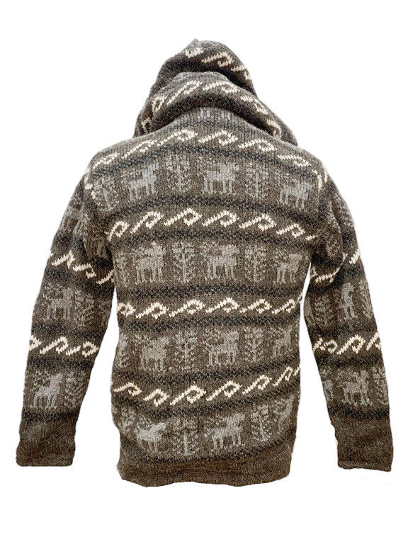 ❤Wool Zip Through Fleece Lined Hoodie - Grey, white wave