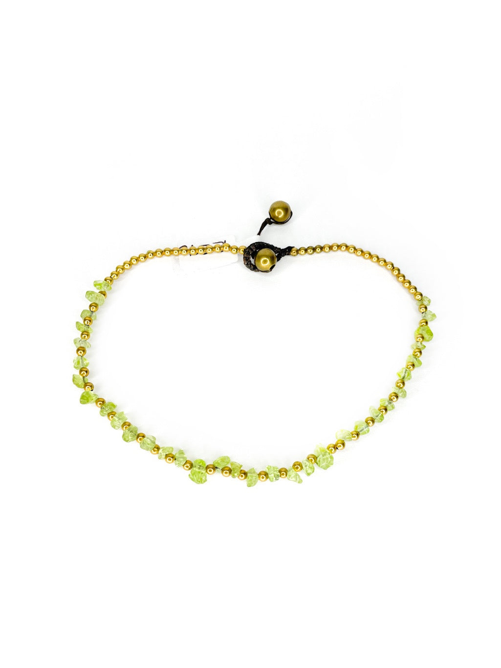 Naturally shaped stone and brass beaded anklet - various colours