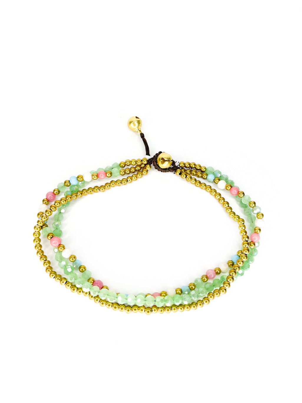 ❤Three strand stone and brass beaded anklet - various colours