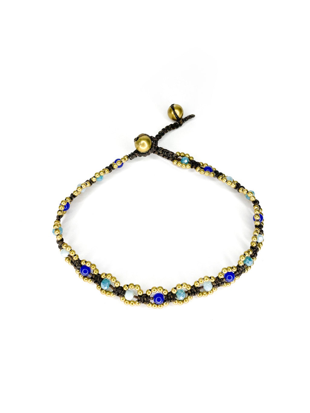 Flower stone and brass beaded anklet - various colours