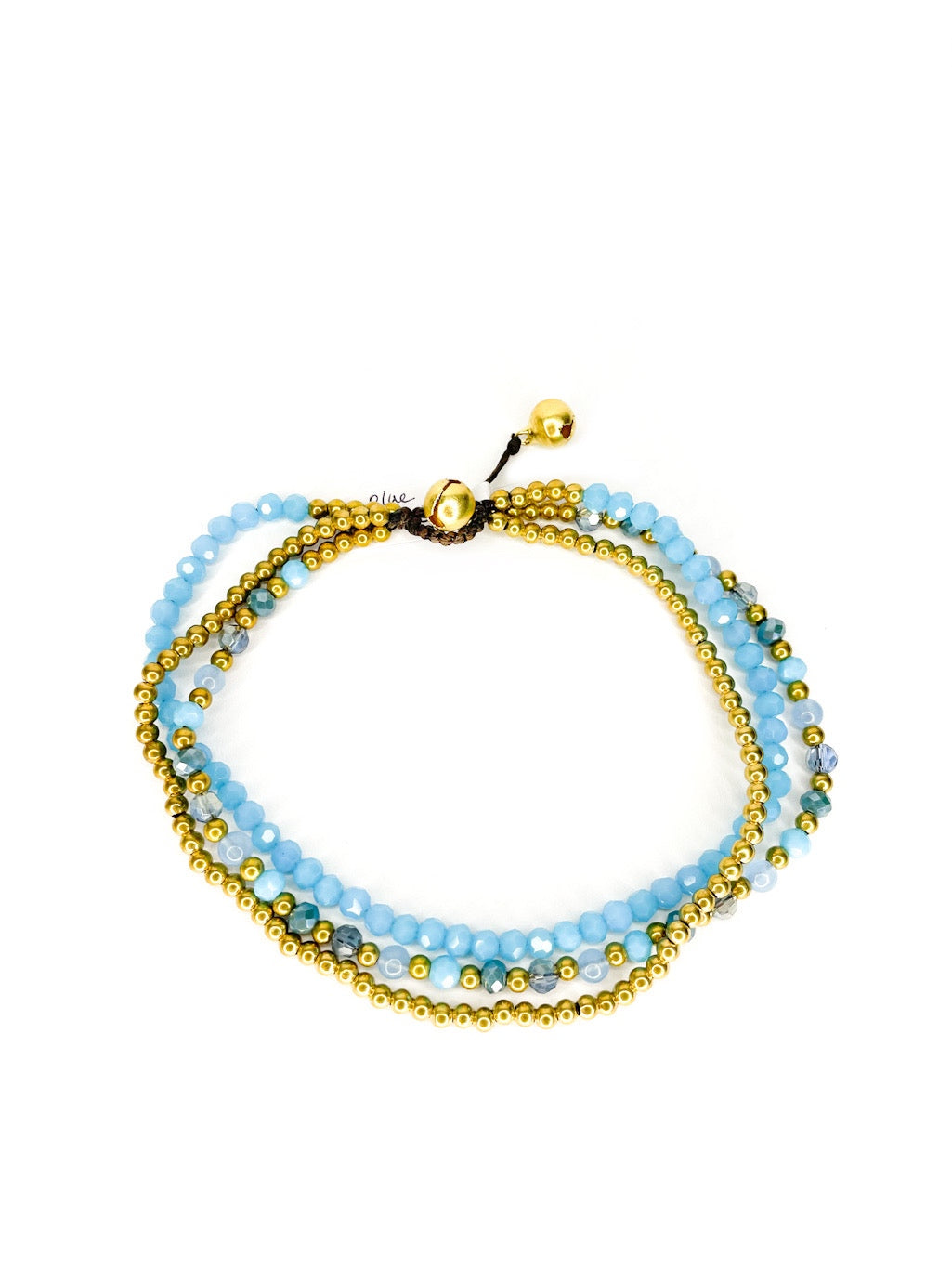 ❤Three strand stone and brass beaded anklet - various colours
