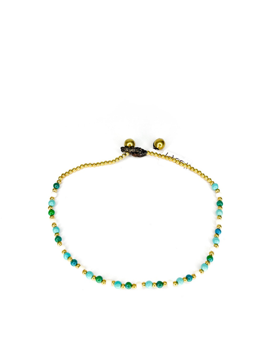 Faceted stone and brass beaded bracelet - various colours