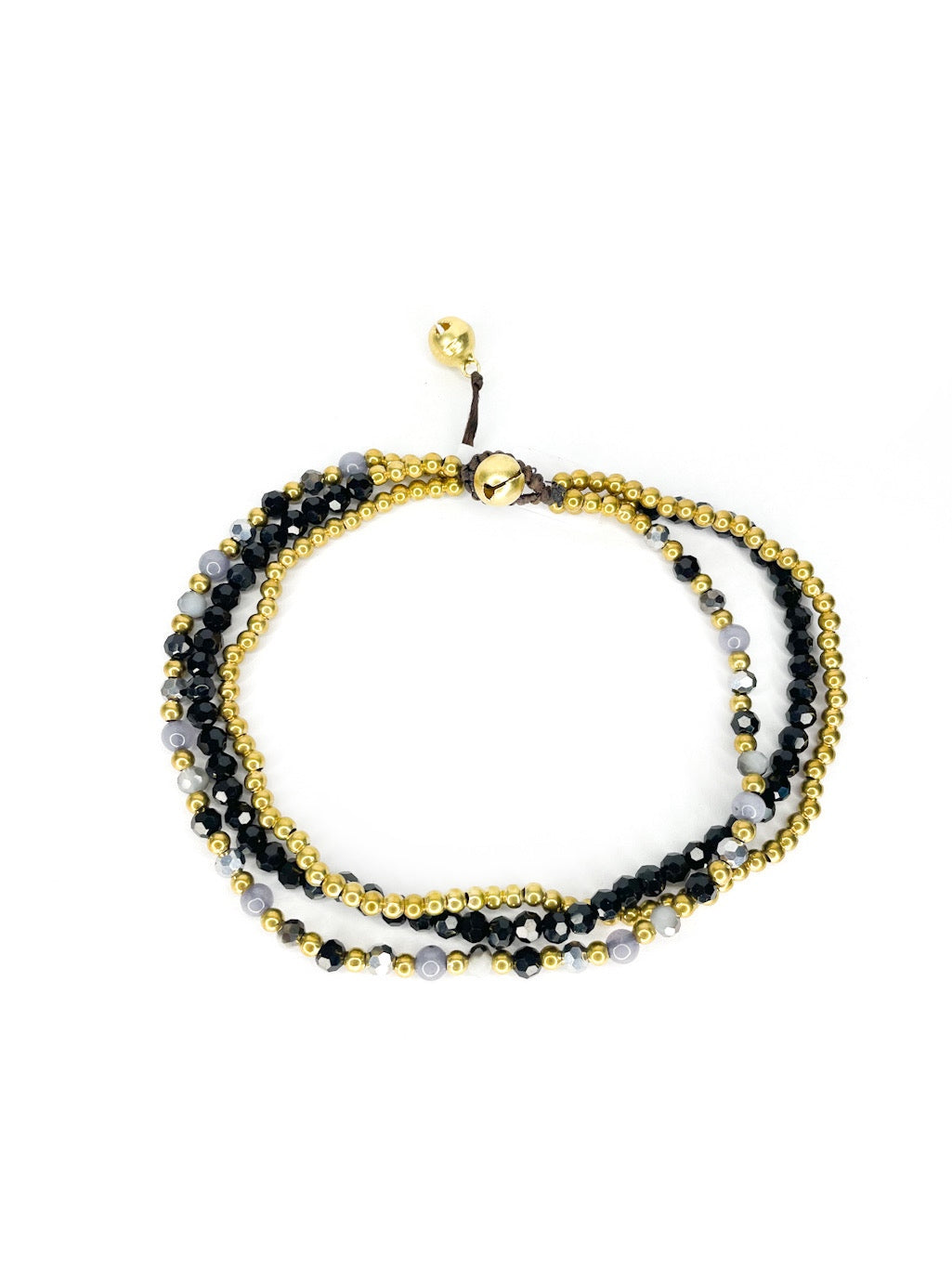 ❤Three strand stone and brass beaded anklet - various colours