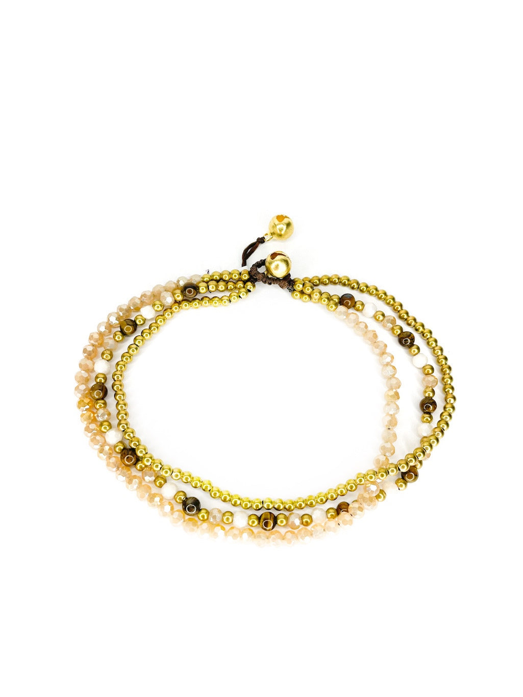 ❤Three strand stone and brass beaded anklet - various colours