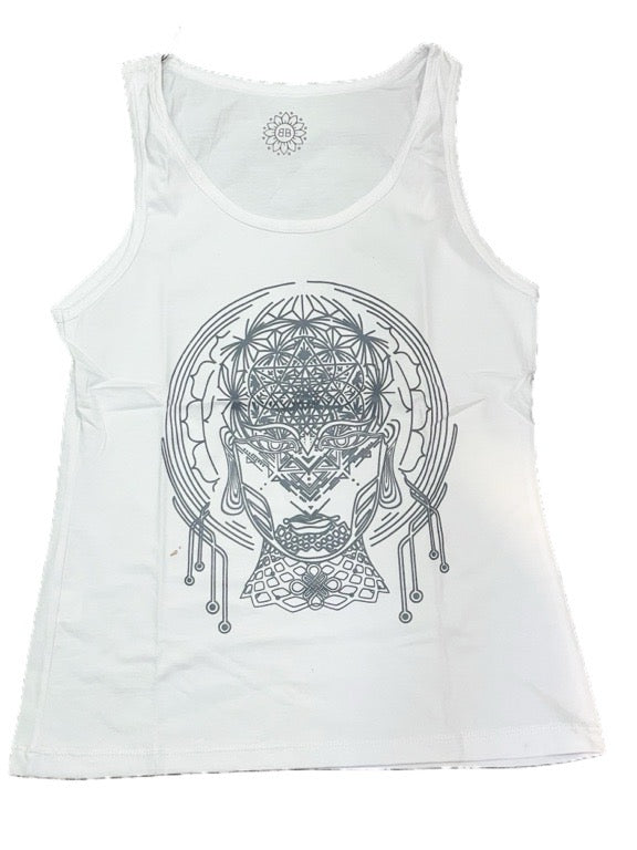 WHITE TRIBAL PRINT TANK