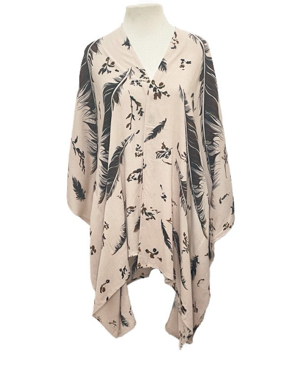 Sarong jacket with wings- light brown