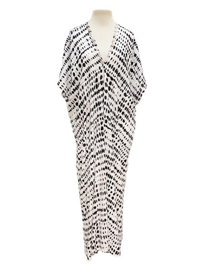 Giorgia printed & plain dress with cowry trim - various