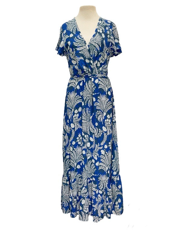 Mock wrap dress long - various