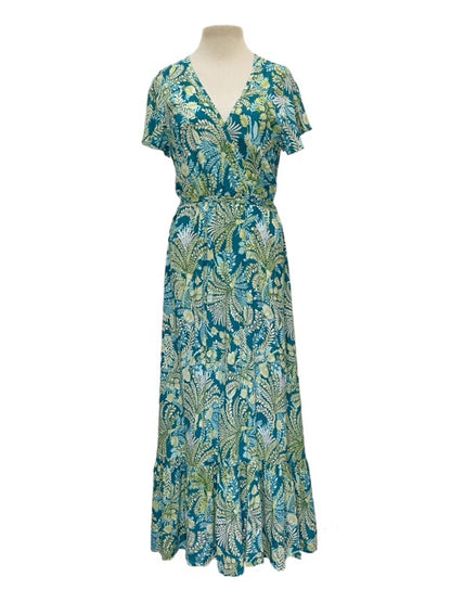 Mock wrap dress long - various