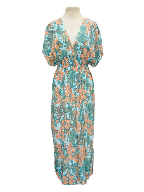 Lia double V dress with waist ruching - various