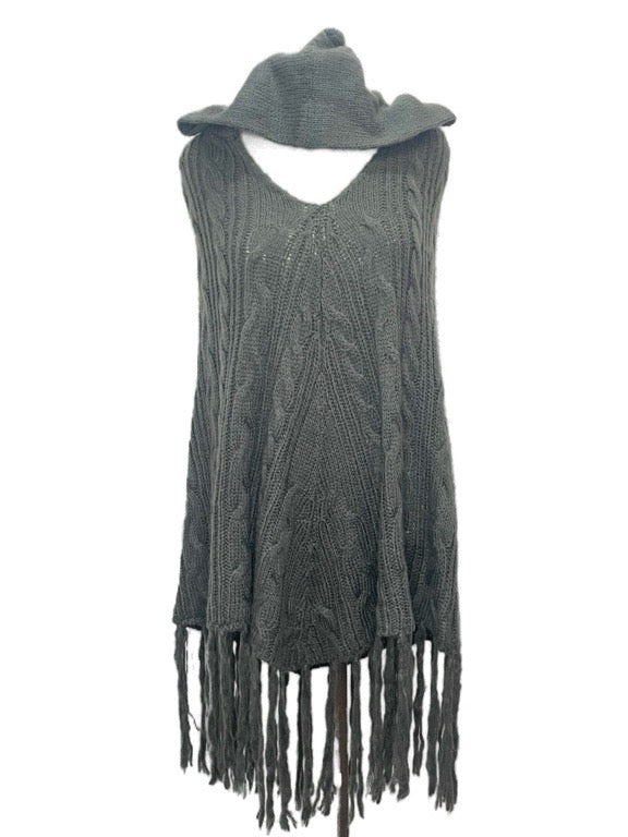 Gray fringe vest with a hat on a white background