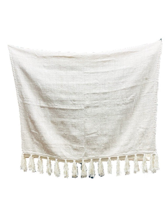 ❤Cotton & Rami bedthrow with tassels & crochet trim - various(Double)