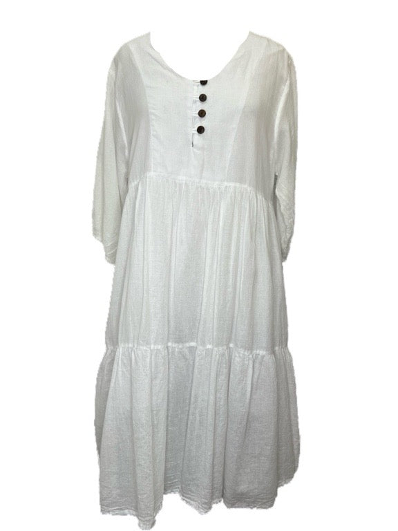 ❤Cotton dress with coconut buttons