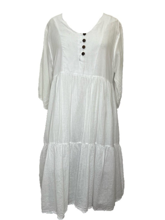 ❤Cotton dress with coconut buttons