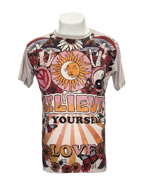 "Believe in yourself" cotton tee shirt - Large 56cm 1/2 chest