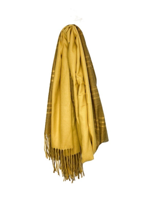 ❤Cashmere pashmina - Check and plain 2 tone 66 x 186cm - various colours