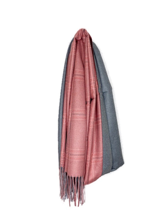 ❤Cashmere pashmina - Check and plain 2 tone 66 x 186cm - various colours