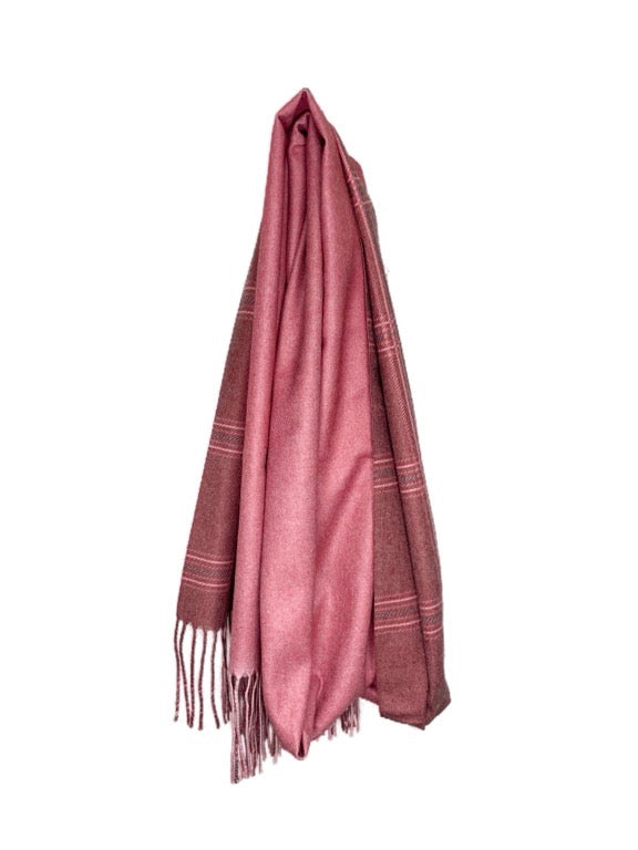 ❤Cashmere pashmina - Check and plain 2 tone 66 x 186cm - various colours