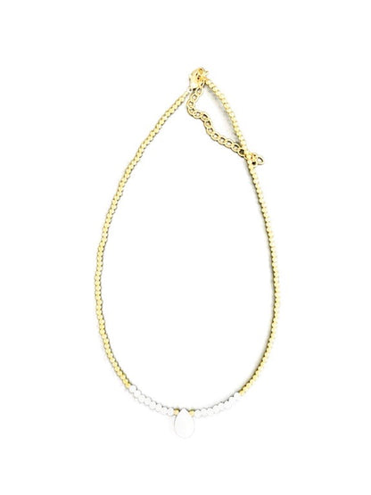 Crystal and Brass necklace with faceted tear drop pendant