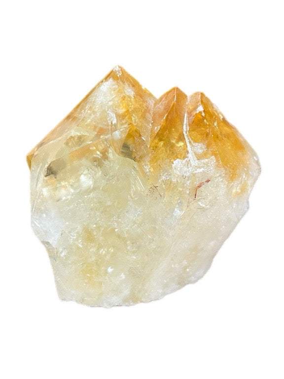 Crystal rock with yellow and white colors on a white background