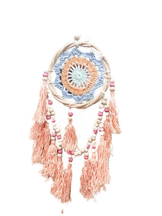 Crochet and wooden bead dream catcher 12cm diameter