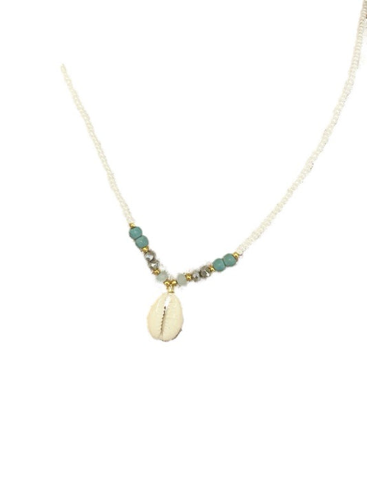 Cowry and seed bead necklace