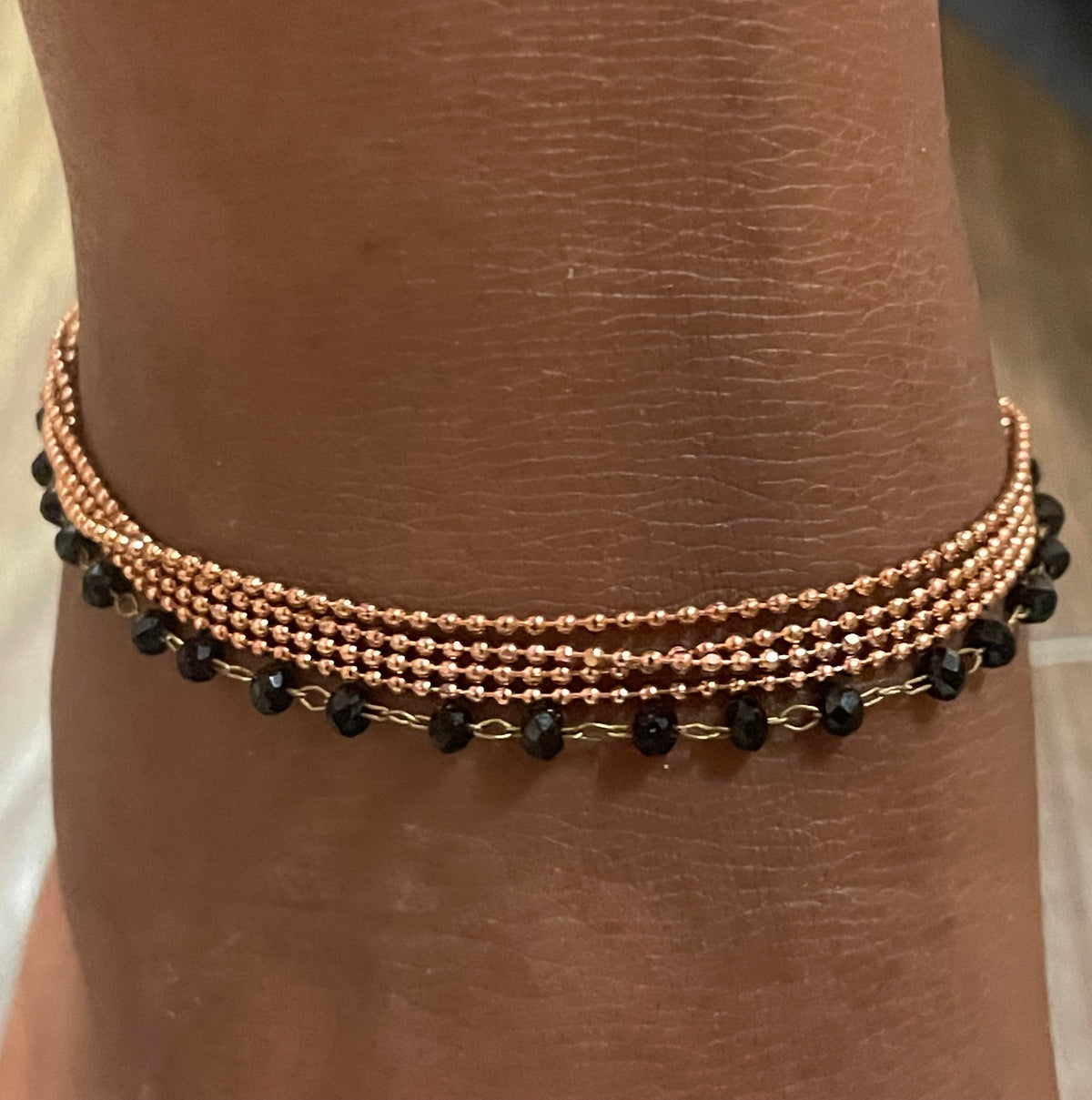 Bead and crystal ankle chain - various