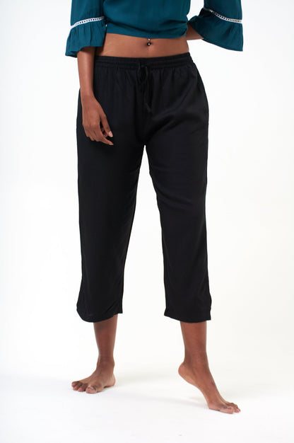 ❤Simple capri pants with drawstring