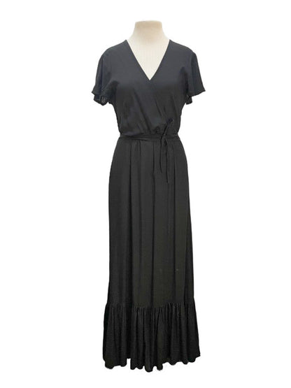 Mock wrap dress long - various