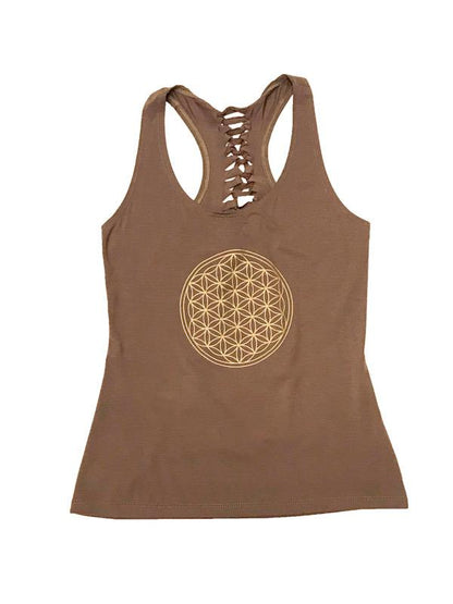 Tank top -  back plaited detail - printed and plain - W27