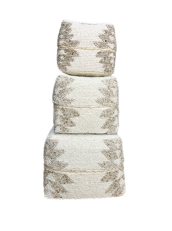 Hand beaded nesting box set - set of three - various