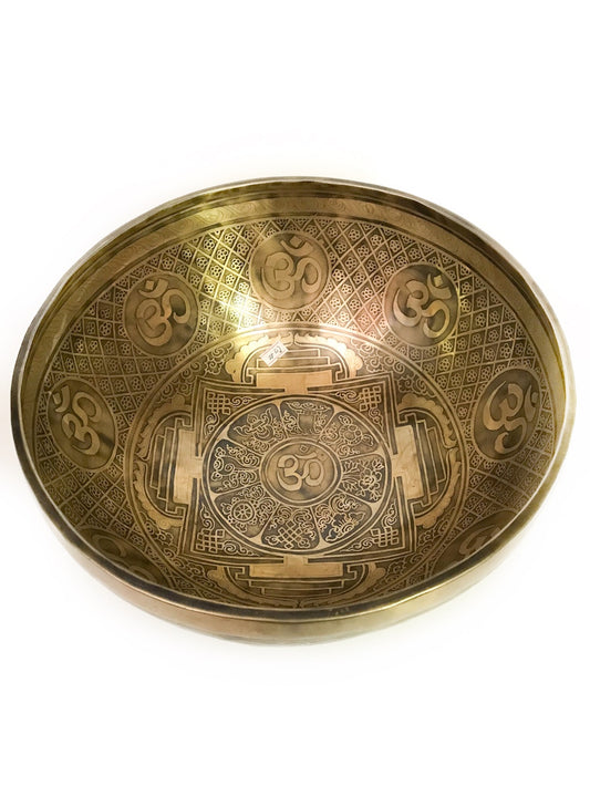 Singing Bowl Etched Tibetan hand beaten, 30cm, G sharp note