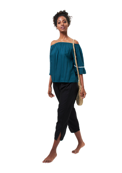 ❤Simple capri pants with drawstring