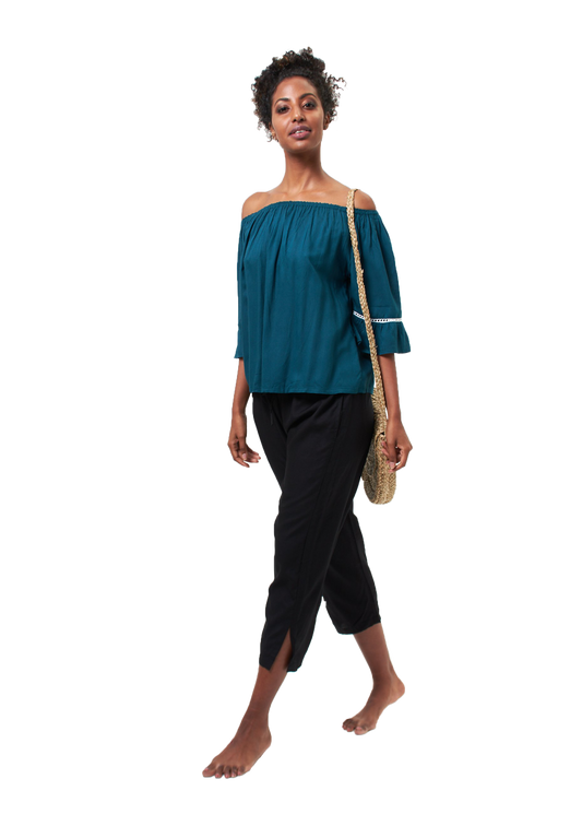 ❤Simple capri pants with drawstring